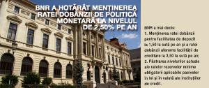 Banca Națională a României a confirmat așteptările pieței și menține dobânda cheie la 2,5% 1