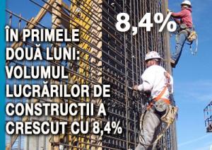  În primele două luni: Volumul lucrărilor de construcții a crescut cu 8,4%  1