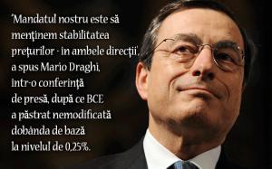 Mario Draghi a subliniat că BCE este pregătită să acționeze decisiv pentru a evita o intrare în deflație 1