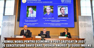 Premiul Nobel pentru Economie a fost câștigat în 2021 de cercetătorii David Card, Joshua Angrist și Guido Imbens 1